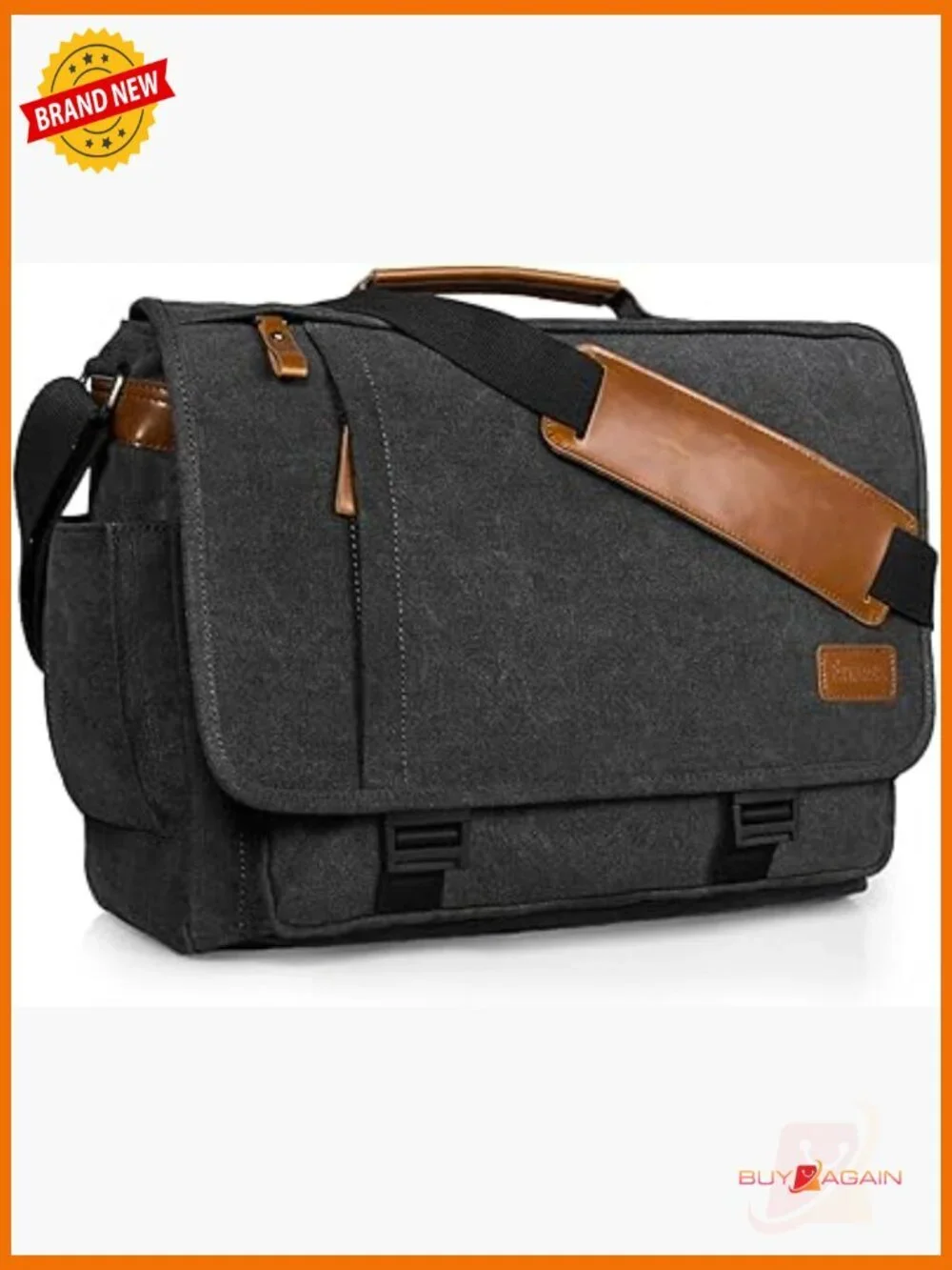 Messenger Bag Laptop 17.3 Inch Water Resistant Canvas, Shoulder Bag for Work